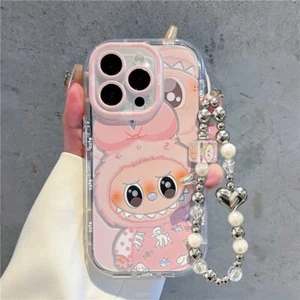 Labubu Transparent Phone Case Skin For iPhone 16 Pro Max 15 14 13 12 11+Chain - Photo 1 sur 6