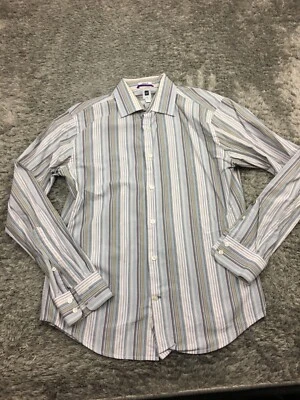 Gap Button Up Shirt Mens Size Medium Blue Premium Cotton Long Sleeve Striped - Image 1 of 4