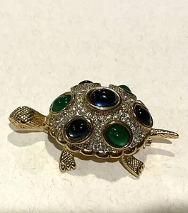 Vintage High End Turtle Pin With Stones - Picture 1 of 3
