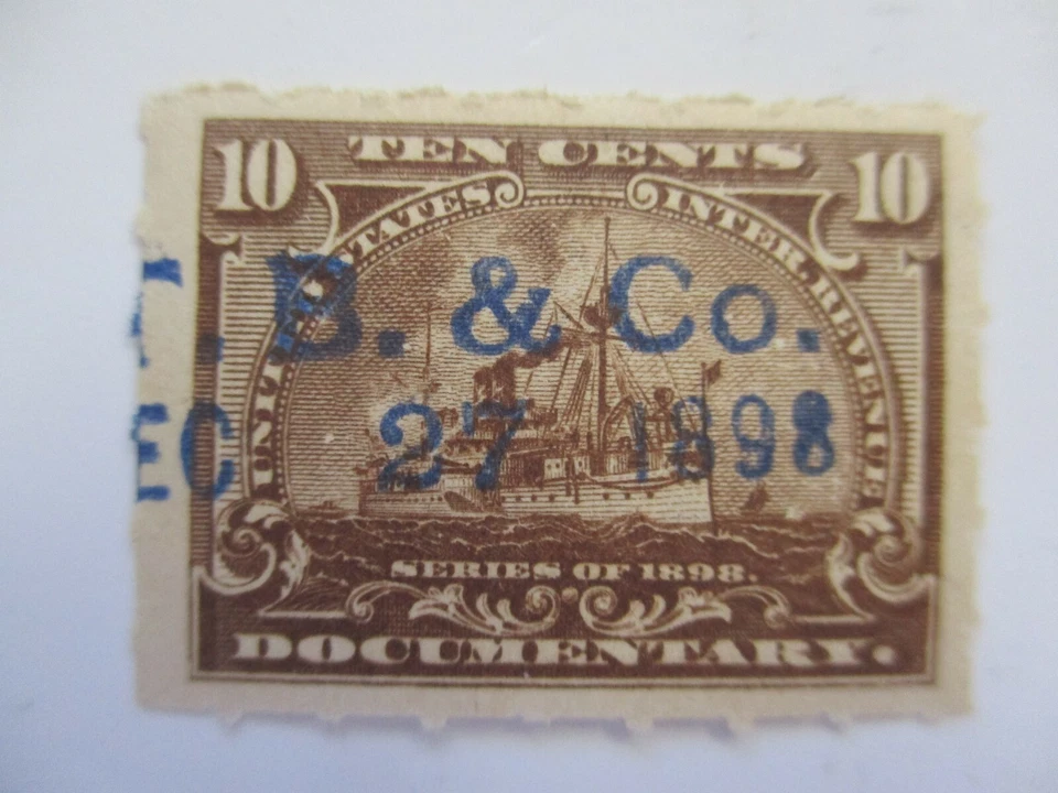 Revenue DOCUMENTARY Battleship Sc#R168 w/Proprietary "B.  &  CO. 1898" - Image 1 of 1