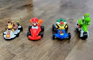 4er Set Mario Kart Spielzeug Mcdonalds Happy Meal! Mario, Bowser, Yoshi, Esel Kong - Bild 1 von 5