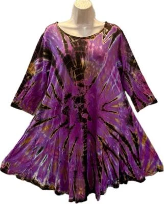 Vestido Swing Sacred Threads Hippie Bohemio Festival Elástico Tie Dye 223632/4 Foto 1 de 4