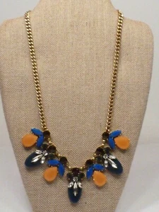 (B2) J. Crew schöne blaue, braune und pfirsichfarbene Halskette - Bild 1 von 12