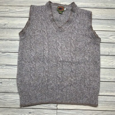 Vintage Boston Traders V Neck Sweater Vest Cable Knit Men Sz L Brown - Image 1 of 4