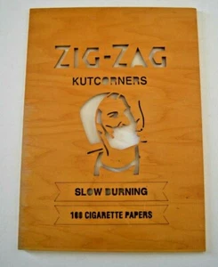 Zig Zag Wooden Stencil Says "ZigZag Kutcorners Slow Burning 100 Cigarette Papers - Picture 1 of 2