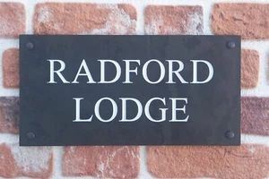 Engraved Slate House Name Sign Plaque V carved Personalised 40cm x 20cm - Picture 1 of 3
