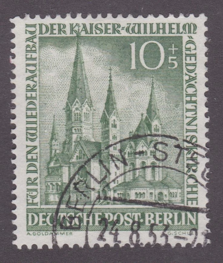 Germany (Berlin) 1950 #9NB9Kaiser Wilhelm Memorial Church - Semi-Postal Used - Image 1 of 1