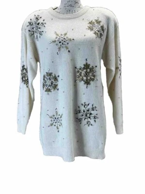 Suéter De Colección Deadstock Marisa Christina Lamb’s Lana Angora Conejo Copo de Nieve Talla M Foto 1 de 4