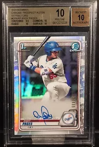 Andy Pages 2020 Bowman Chrome Refractor Auto 1st Card #393/499 BGS 10 & 10 AUTO - Bild 1 von 2