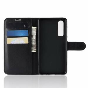 Custodia FLIP cover NERA per Huawei P30 case stand eco pelle+tasche BOOKLET
