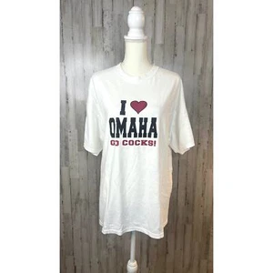 I Love Omaha Go Schwänze! Hanes Heavyweight T-Shirt Erwachsene XL weiß Grafikdruck - Bild 1 von 5