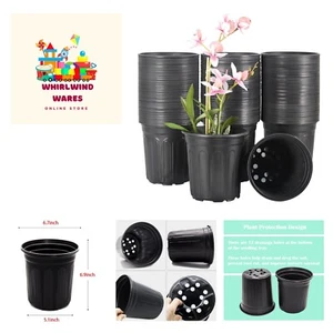 100-Pack 1 Gallon Flexible Flower Plant Nursery Pots, Plastic Plant Pots with... - Picture 1 of 8