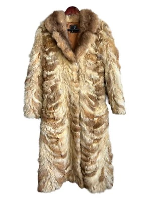 FAMOUS BARR VINTAGE FULL LENGTH Beige REAL FOX FUR COAT size Small EXQUISITE - Image 1 of 4