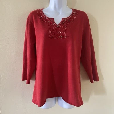 Suéter Uniforme Por John Paul Richard Rojo Mezcla Seda Talla XL Embellecido con Piedras Foto 1 de 4