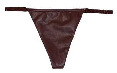 Victorias Secret 棕色人造皮革 V 字串丁字裤内裤尺寸 S-M-L Adj 腰围 — 第 1/4 张图片