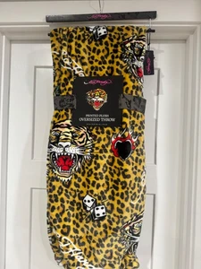 Ed Hardy Tiger Printed Oversized 60 x 70 Plush Throw, NEW - Picture 1 of 5