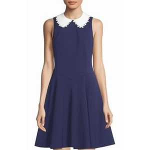 Abito donna Pop England taglia 1 blu navy Peter Pan colletto senza maniche svasato - Foto 1 di 8
