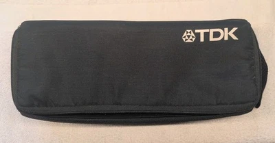 Vintage TDK Case Logic 15 Cassette  Tape Storage Holder Zipper Carrying Black - Image 1 of 4
