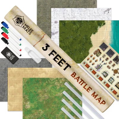 DnD Map Starter Kit For Dungeons & Dragons Game - 24” x 36" 3 Pack Double Sided - Image 1 of 4