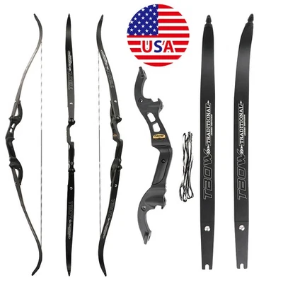 US 62" Recurve Bow F Interface 25-60lbs Limb 19'' Riser Archery Hunting Shooting - Image 1 of 4