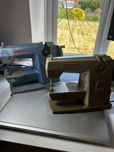 Two 1950s Vulcan Children’s Sewing Machines One Hand Crank And One Electric - Picture 1 of 15