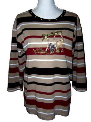 Needle & Threads Womens Top Blouse Stripe Embroidered Size Medium - Image 1 of 4