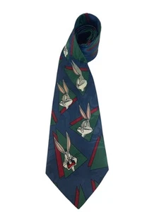Vintage 1994 Warner Bros Bugs Bunny Tie – Looney Tunes Blue Novelty Neck Tie - Picture 1 of 5
