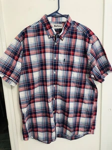 Barbour Hemd Herren Größe XL klassisch rot blau Tailored Fit kariert S/S Button Down - Bild 1 von 11