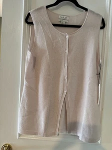NEW RACHEL ZOE PINK 100% CASHMERE SLEEVELESS SWEATER VEST SIZE XL KNIT - Picture 1 of 6
