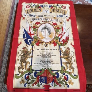 Queen Elizabeth II Golden Jubilee Cotton Tea Towel - NEW - Picture 1 of 5