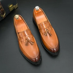 Italian British Style Mens Tassels Slip On Loafers Casual Business Pull On Shoes - Picture 1 of 6
