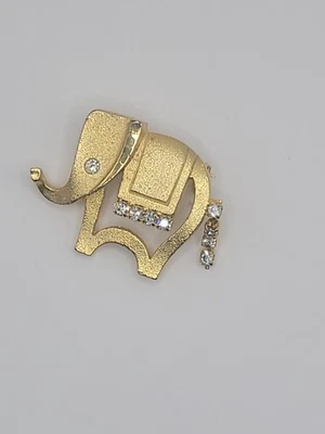 Broche Vintage Elefante Animal Estrás Blanco Abstracto Geométrico Joyería Foto 1 de 4