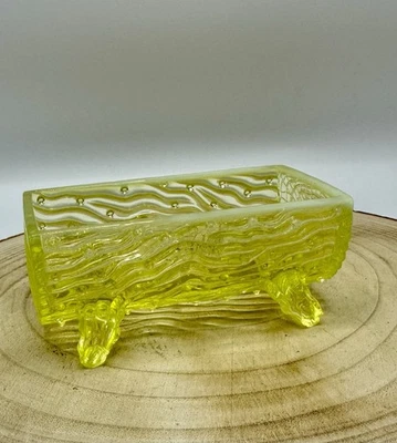 Antiguo plato de azúcar de medio tronco de vidrio de vaselina Northwood brilla algunos daños Foto 1 de 4