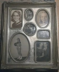 vintage 11" x 14" Heavy silver furio frame w 7 black & white pictures Ephemera - Picture 1 of 11