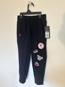 AND1 Boy's Black Athletic Sticker Graphic Fleece Jogger Pants Size XS-4/5 NWT - Picture 1 of 8