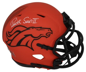 Patrick Surtain II Autographed Denver Broncos 'RAVE' Mini Speed Helmet Beckett - Afbeelding 1 van 2