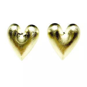 Aretes pequeños Sheila Fajl Mercy corazón hinchado enchapado en oro cepillado de 18 k - Imagen 1 de 6