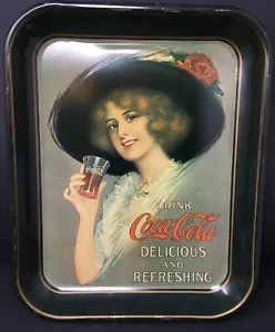 Coca Cola Coca Cola 1972 vassoio commemorativo in metallo Hamilton King Girl 1912 - Foto 1 di 8