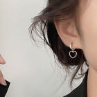2PCS New Fashion Women Silver Color Earring Asymmetry Heart Charm Studs Earr -DY