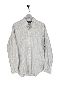 Plaid finestra Ralph Lauren cotone bottoni su misura etichetta blu grande - Foto 1 di 7