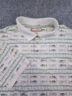 Polo Paradise Blue Hombres 3XLT Alto Manga Corta Multicolor Peces Mezcla de Algodón Foto 1 de 4