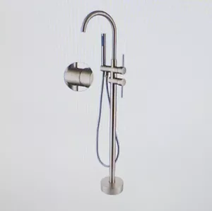 CASAINC Bodenmontage Wanneneinfüllarmatur mit Handbrause in Messing gebürstet TC06-BB - Bild 1 von 3