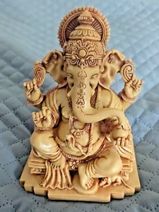 ESTATUA DE GANESHA Dios Elefante Hindú Color Marfil Resina Señor del Éxito 5.25" - Imagen 1 de 13