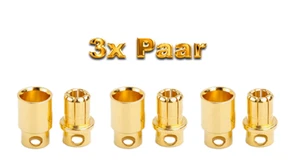 ✅ 3 Paar 6 Stück 8,0mm 8mm 8.0mm Hochstrom Stecker Buchse Goldstecker Lipo Akku - Bild 1 von 14