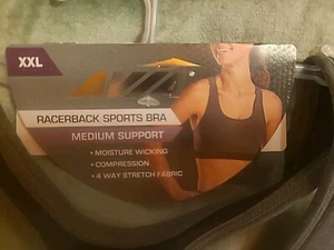Avia Womens Grey Razorback Sports Bra Medium Support Size XXL Wicking,Compressio - Picture 1 of 7