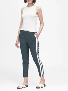 Banana Republic Hayden Tapered-Fit Side-Stripe Ankle Pant, Navy/Green, Sz L, NWT - Picture 1 of 10