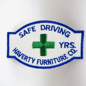 Safe Driving Patch Haverty Furniture Co Green Cross Award Vintage zum Aufnähen - Bild 1 von 6
