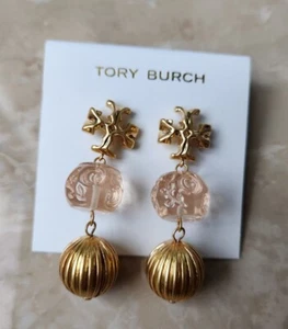 Tory Burch Roxanne Pale Pink Resin Double-drop Earrings - Picture 1 of 7