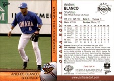 Andres Blanco 2005 MultiAd Omaha Royals #2 Card *AutographDen*