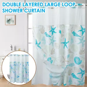 Beach Shower Curtain Bathroom Curtain with Snap in Liner No Hook liQVP* - Picture 1 of 22